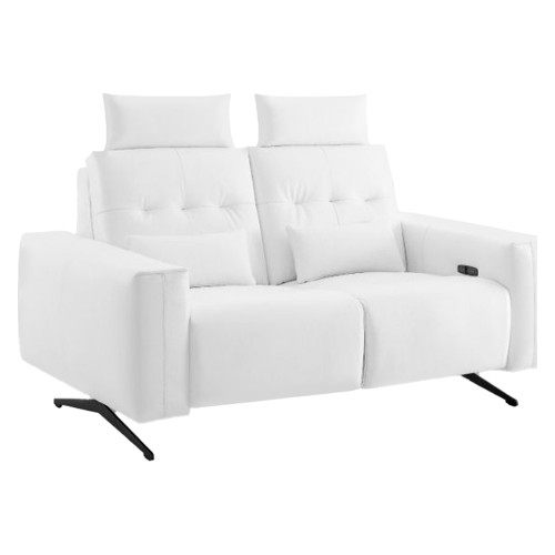 Creative Amalfi Loveseat with Two Recliners - White, Leather