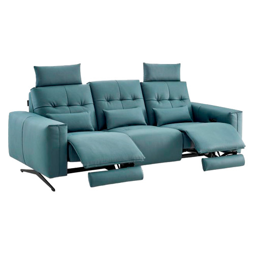Creative Amalfi Sofa with Two Recliners - Green, Leather