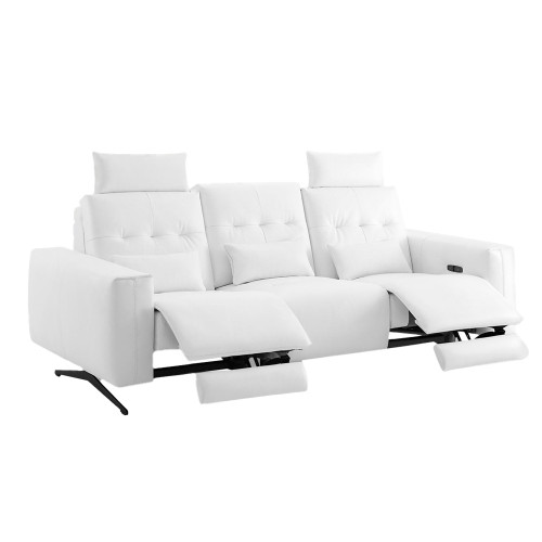 Creative Amalfi Sofa with Two Recliners - White, Leather