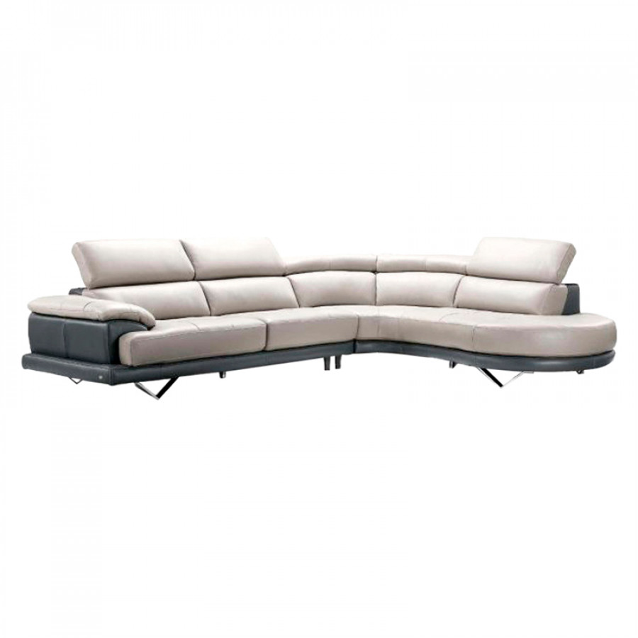 Creative Cecile Right Facing Sectional - Gray, Top Grain Full Leather