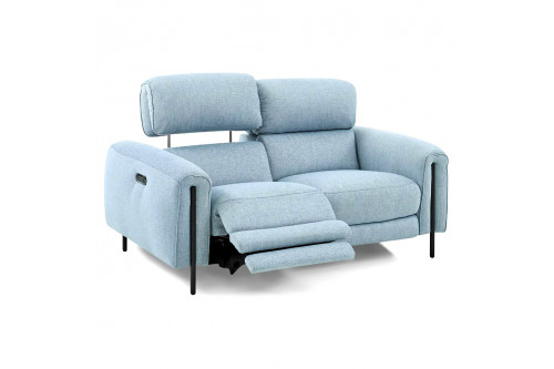 Creative™ Charm Fabric Loveseat With Two Recliners Cr - Angel Blue Fabric