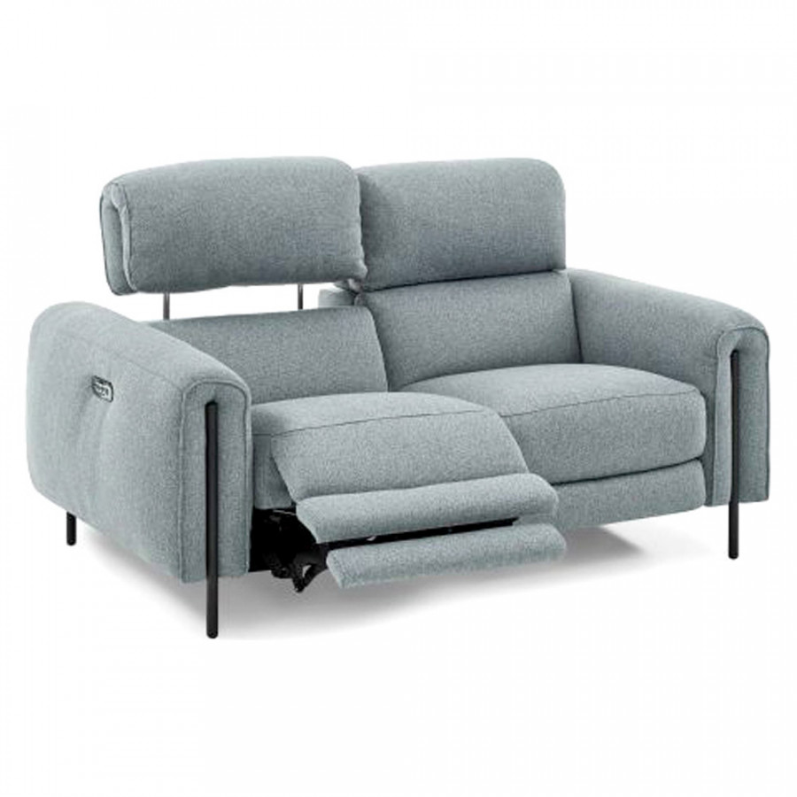 Creative Charm Loveseat with Two Recliners - Gray Lagoon, Fabric