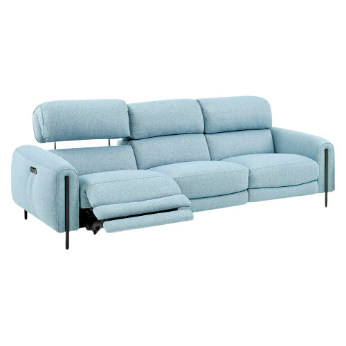 Creative Charm Sofa with Two Recliners - Angel Blue, Fabric