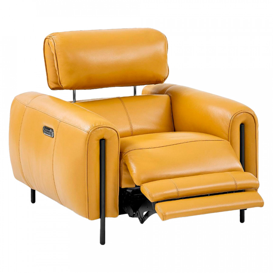 Creative Charm Recliner Armchair - Honey Yellow, Leather