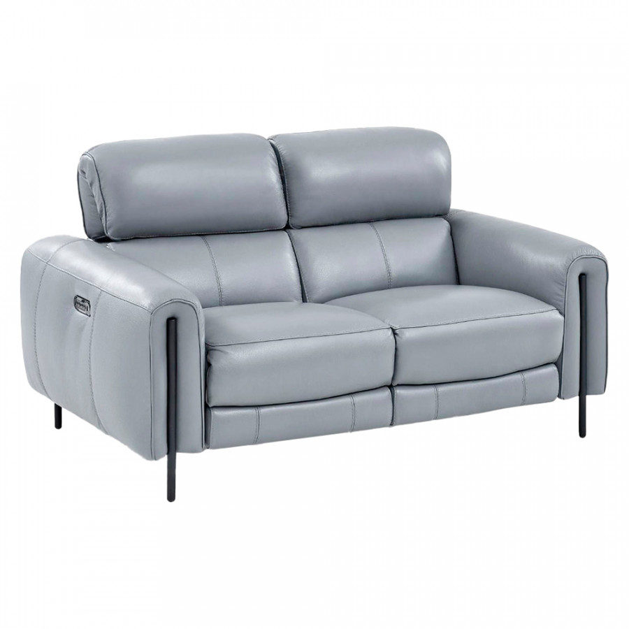 Creative Charm Loveseat with Two Recliners - Sleet, Leather