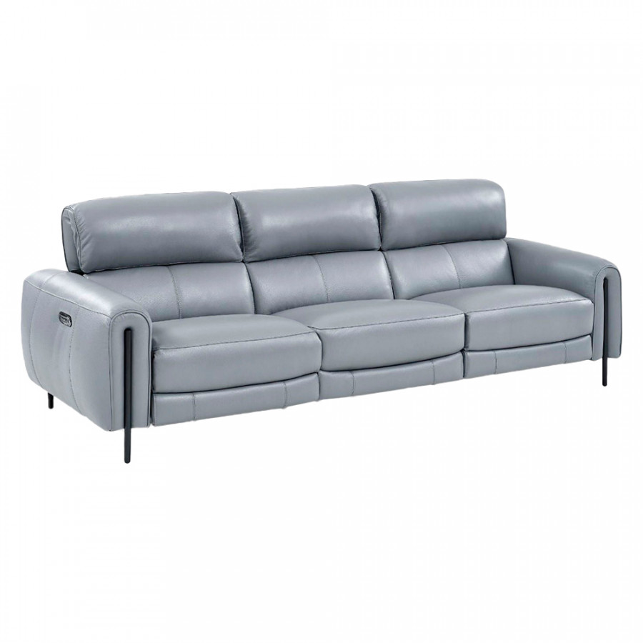 Creative Charm Sofa with Two Recliners - Sleet, Leather