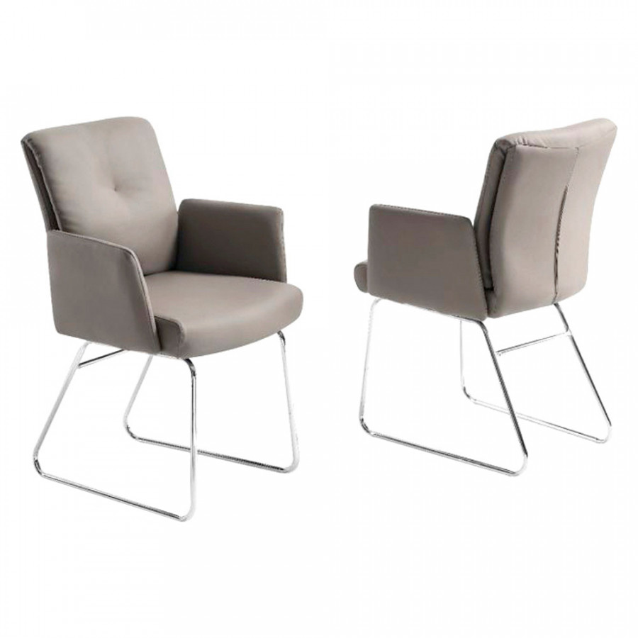 Creative Cyprus Upholstered Armchair - Cappuccino/Chrome, Faux Leather/Metal