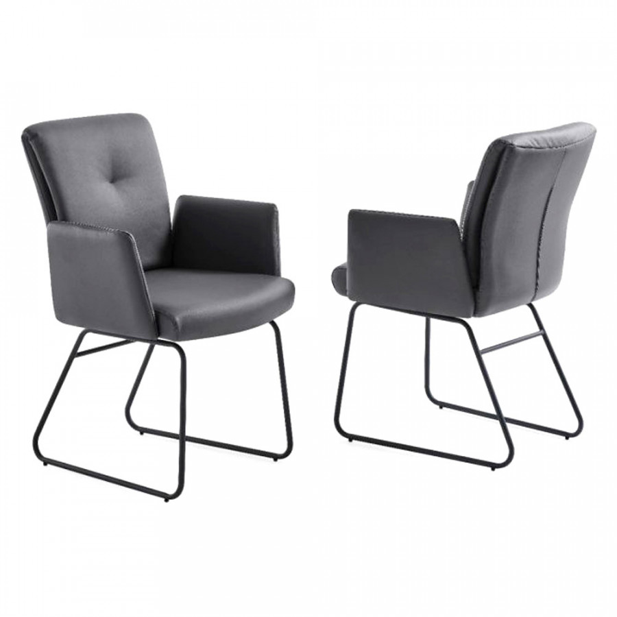 Creative Cyprus Upholstered Armchair - Gray/Black, Faux Leather/Metal
