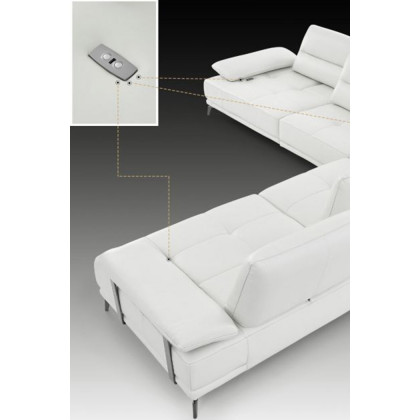 Creative Eleganto 5 Piece Sectional with Power Motion Backrests - Alabaster, Leather
