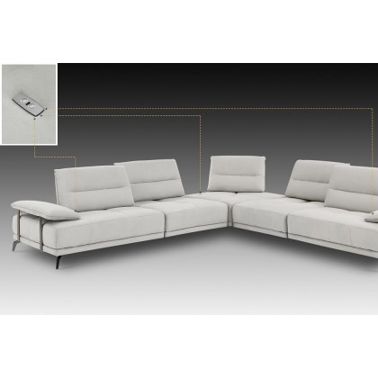Creative Eleganto 5 Piece Sectional with Power Motion Backrests - Frost Gray, Leather