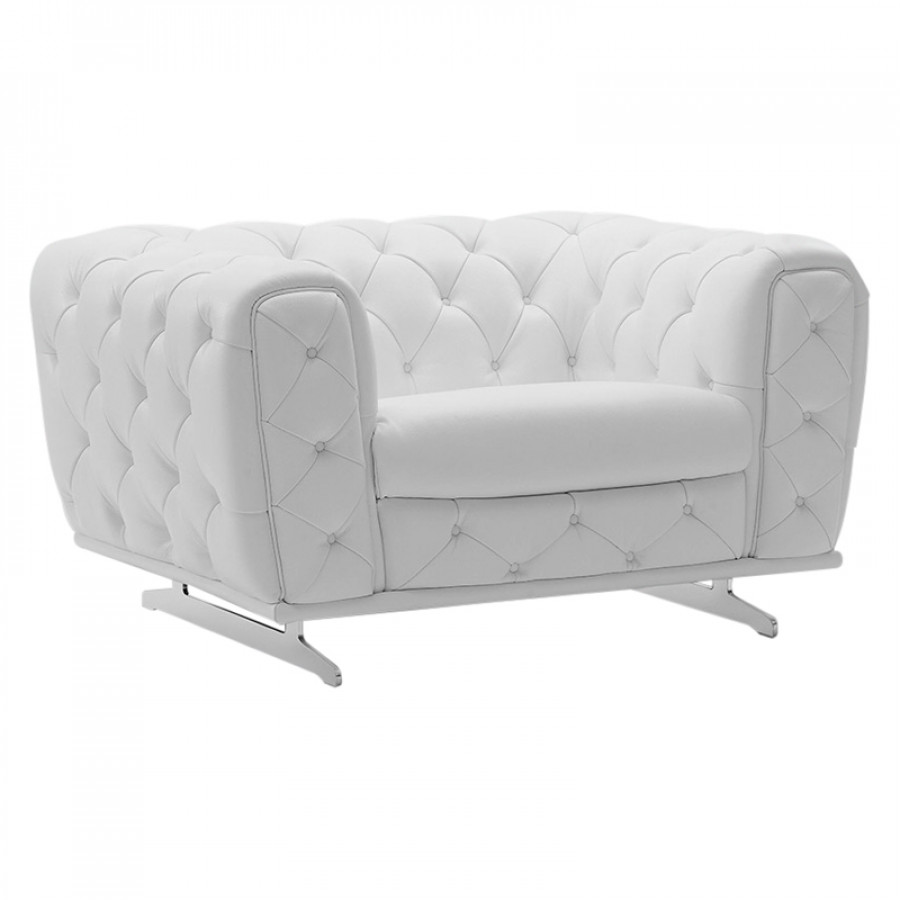 Creative Ellie Modern Chair - White, Leather
