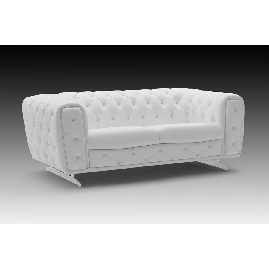 Creative Ellie Modern Loveseat - White, Leather