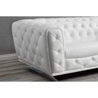 Creative Ellie Modern Loveseat - White, Leather