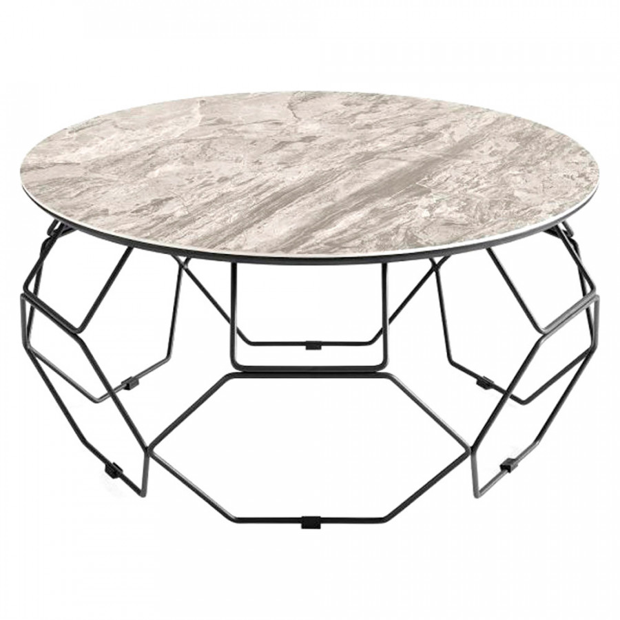 Creative Ellipse Ceramic Top Coffee Table - Gray