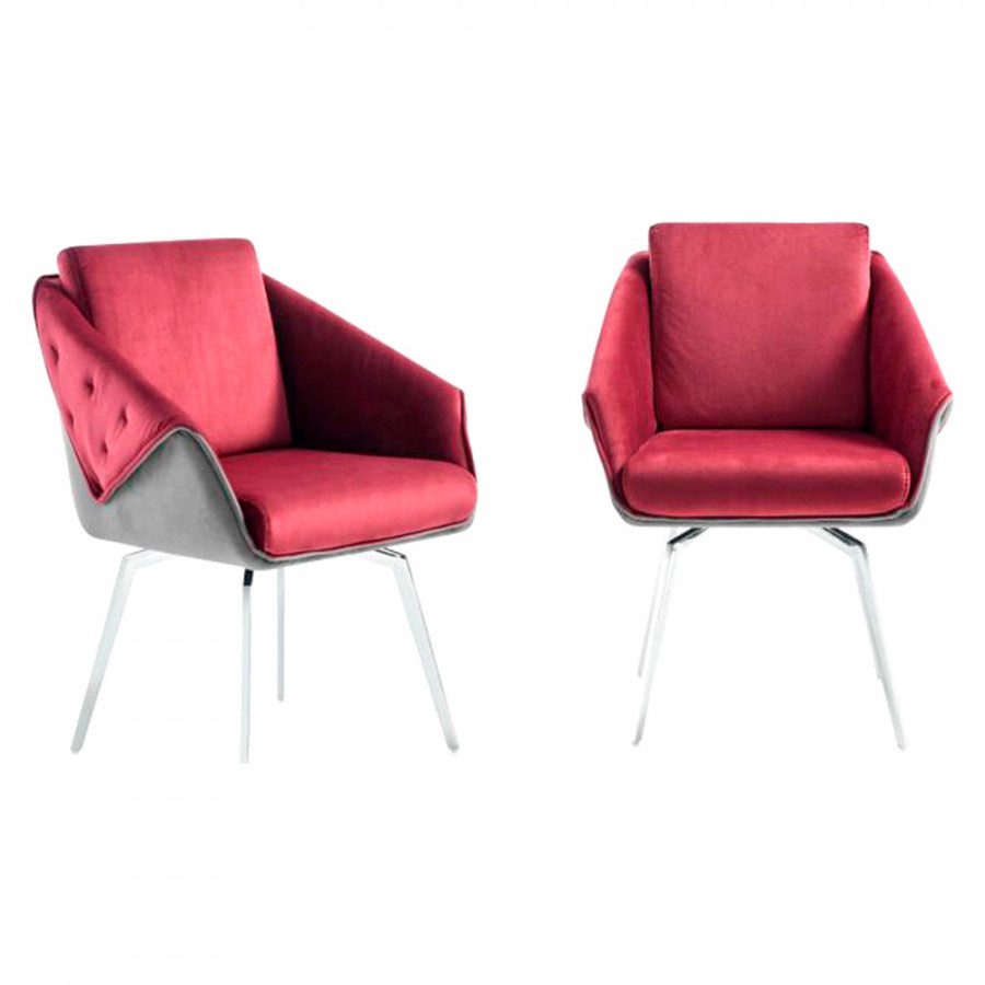 Creative Jess Armchair - Bordeaux/Chrome, Velvet/Metal