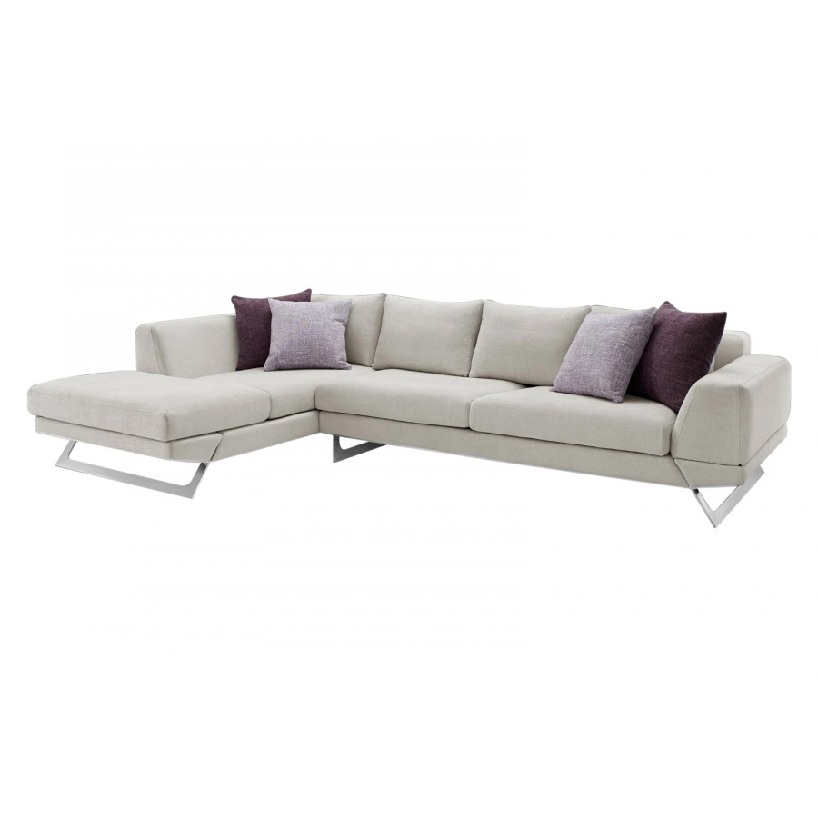 Creative Lia Left Facing Sectional Sofa - Beige, Fabric