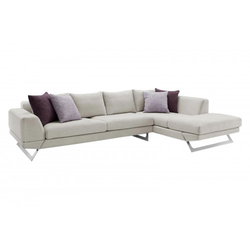 Creative Lia Right Facing Sectional Sofa - Beige, Fabric