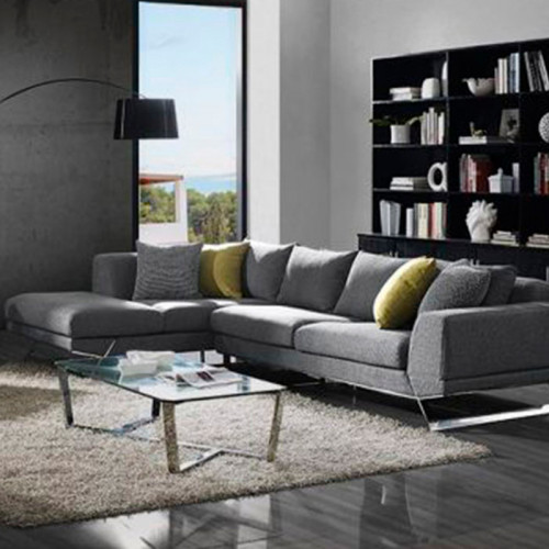 Creative Lia Left Facing Sectional Sofa - Gray, Fabric