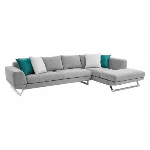 Creative Lia Right Facing Sectional Sofa - Light Gray, Fabric