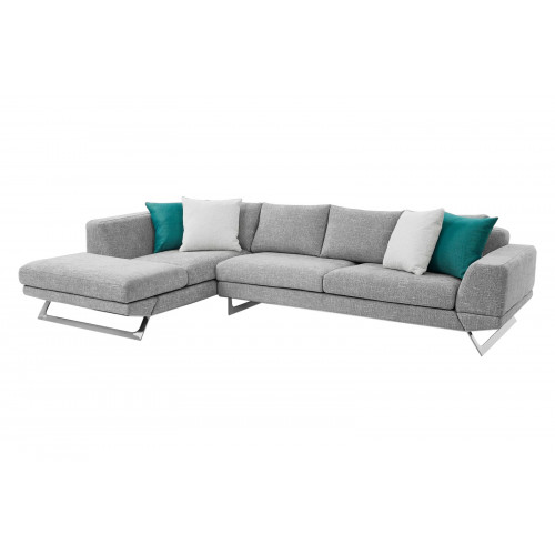 Creative Lia Left Facing Sectional Sofa - Light Gray, Fabric
