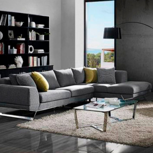 Creative Lia Right Facing Sectional Sofa - Gray, Fabric