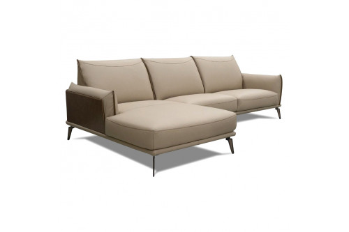 Creative™ Libeccio Sectional In Beige Leather - Left Facing Chaise