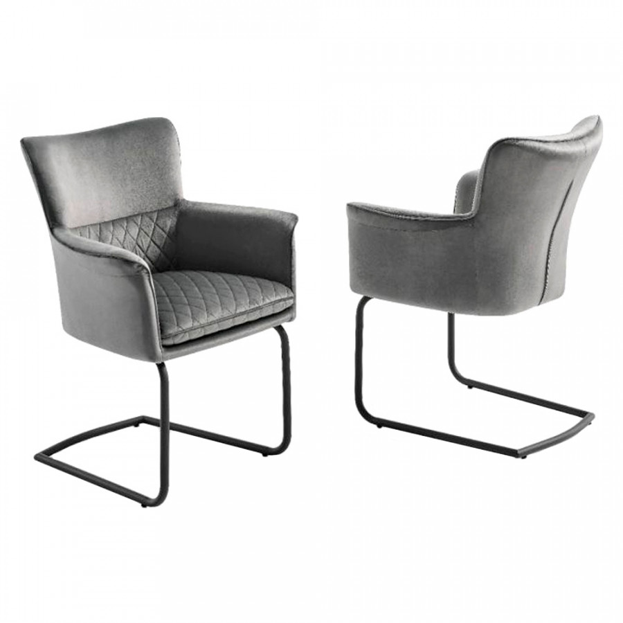 Creative Loran Upholstered Armchair - Gray/Black, Velvet/Metal