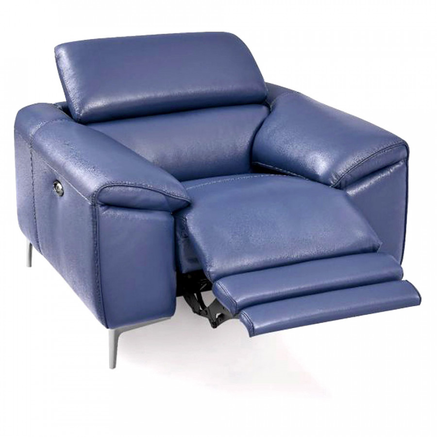 Creative Lucca Armchair with Power Recliner - Denim Blue, Leather