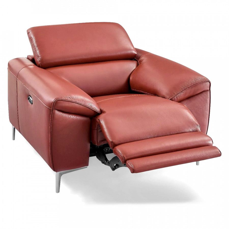 Creative Lucca Armchair with Power Recliner - Rustic Red, Leather