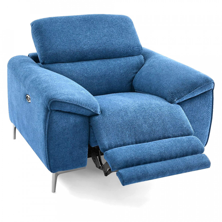 Creative Lucca Armchair with Recliner - Cerulean, Fabric