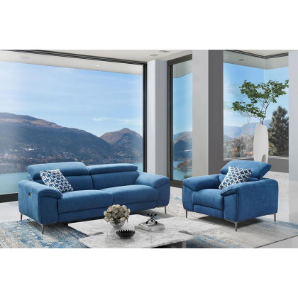 Creative Lucca Armchair with Recliner - Cerulean, Fabric