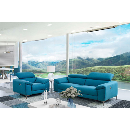 Creative Lucca Sofa with Recliners - Turquois, Fabric