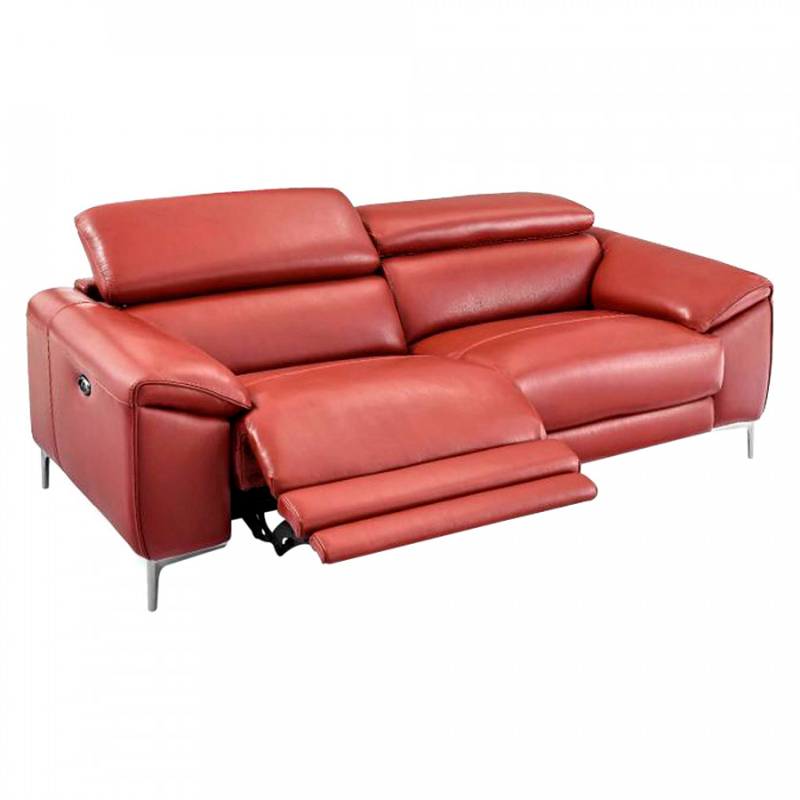 Creative Lucca Sofa with Power Recliners - Rustic Red, Leather