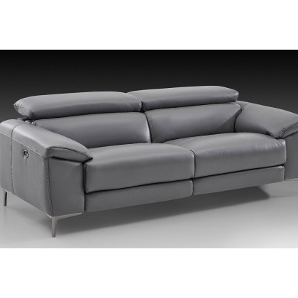 Creative Lucca Sofa with Power Recliners - Steel Gray, Leather