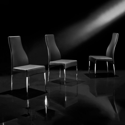 Creative Megan Side Chair - Black, Eco-Leather