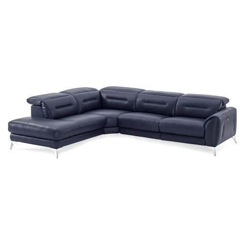 Creative Neo Left Facing Sectional with Power Recliner - Navy, Leather