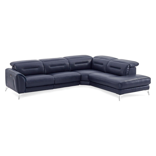 Creative Neo Right Facing Sectional with Power Recliner - Navy, Leather