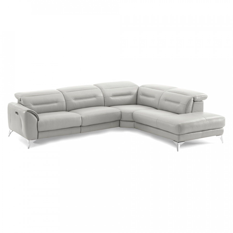 Creative Neo Right Facing Sectional with Power Recliner - Silver Gray, Leather