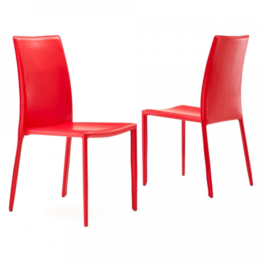 Creative Orlando Side Chair - Red, Eco-Leather