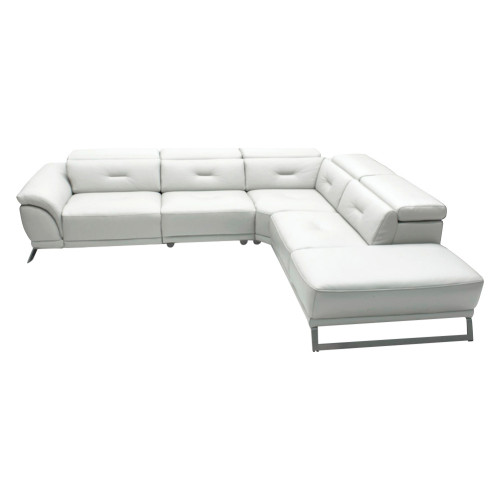 Creative Saul Left Facing Sectional Sofa with Power Recliner - Gray, Leather