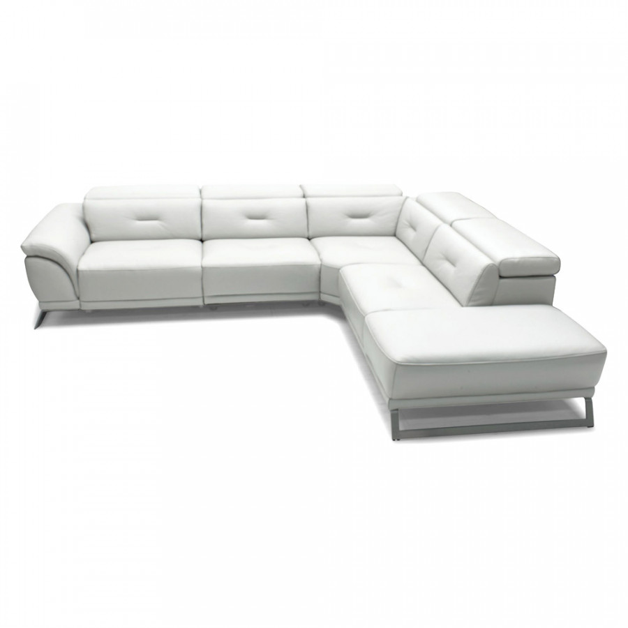 Creative Saul Right Facing Sectional Sofa with Power Recliner - Gray, Leather