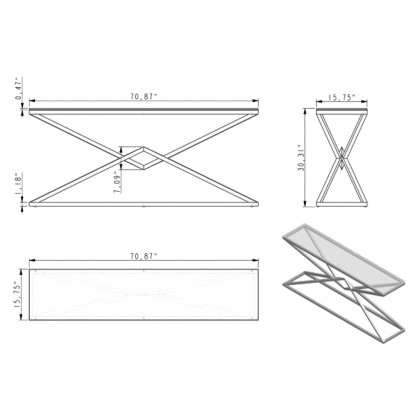 Creative Pyramid Console Table - Ceramic Gray Gloss