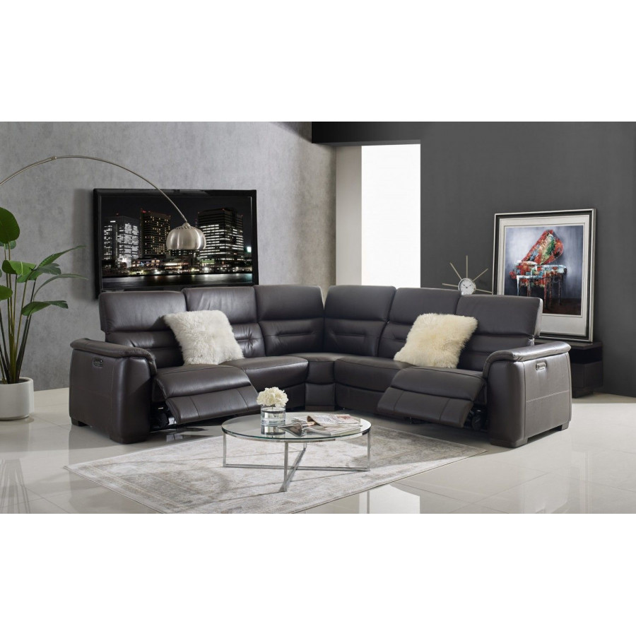 Creative Rossi Sectional with Power Recliners - Walnut, Leather