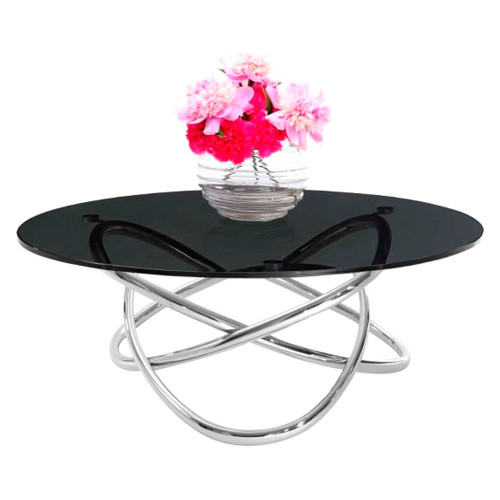 Creative - Sabina Round End Table in Black, Glass