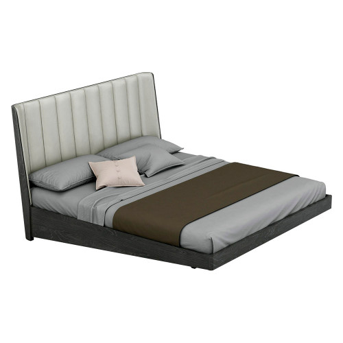 Creative - Sima Queen Size Bed in Gray/Walnut High Gloss