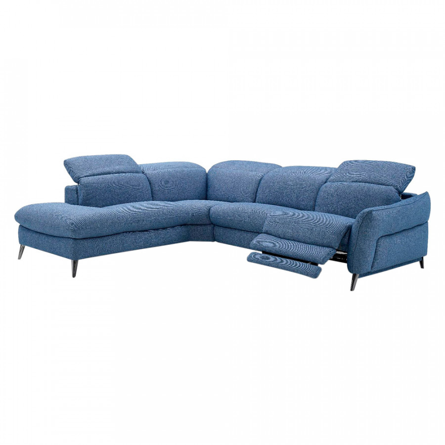 Creative Swan Left Facing Sectional with Two Recliners - Denim Blue, Fabric