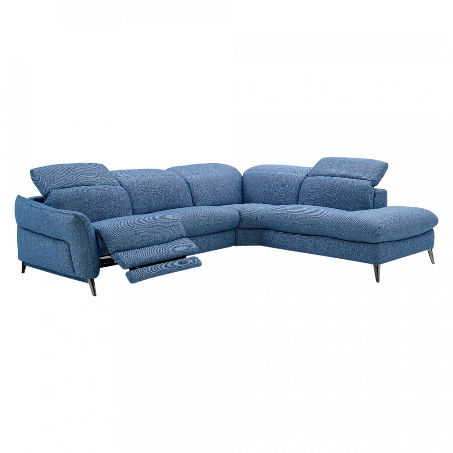 Creative Swan Right Facing Sectional with Two Recliners - Denim Blue, Fabric