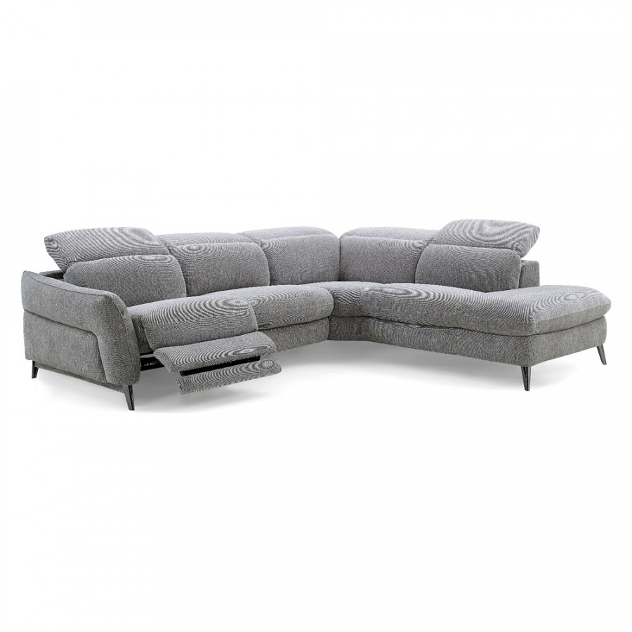 Creative Swan Right Facing Sectional with Two Recliners - Wild Dove, Fabric