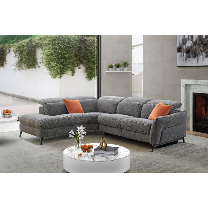 Creative Swan Right Facing Sectional with Two Recliners - Wild Dove, Fabric