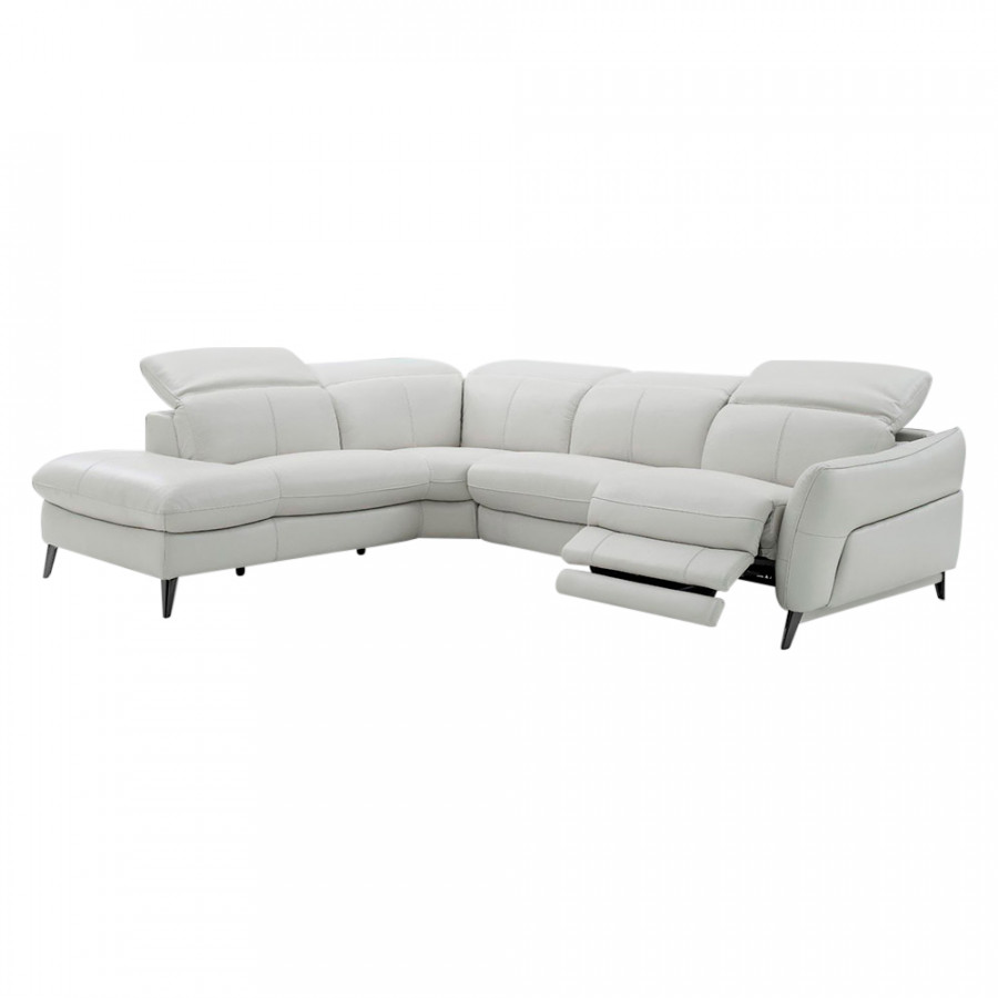Creative Swan Right Facing Sectional with Two Recliners - Frost, Leather